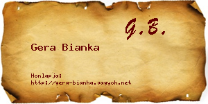 Gera Bianka névjegykártya